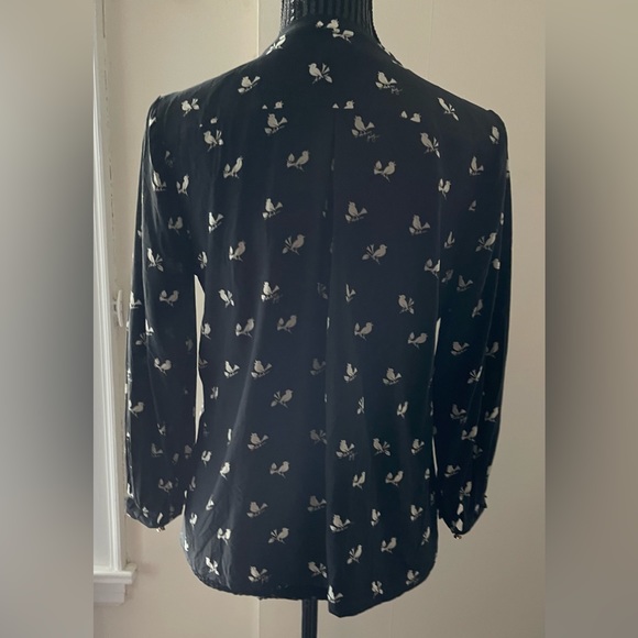 Juicy Couture Black Bird Silk Blouse Size Small - Picture 5 of 13